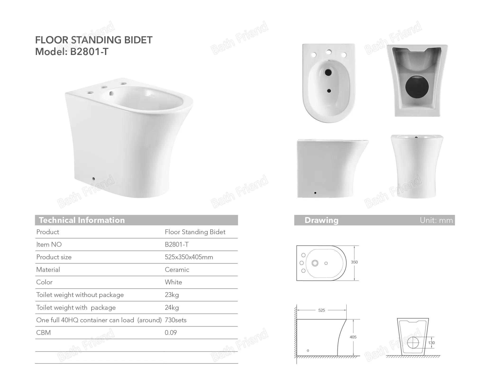 Elegant Design Bathroom Sanitary Ware Woman Bidets European Market Style Ceramic Bidet