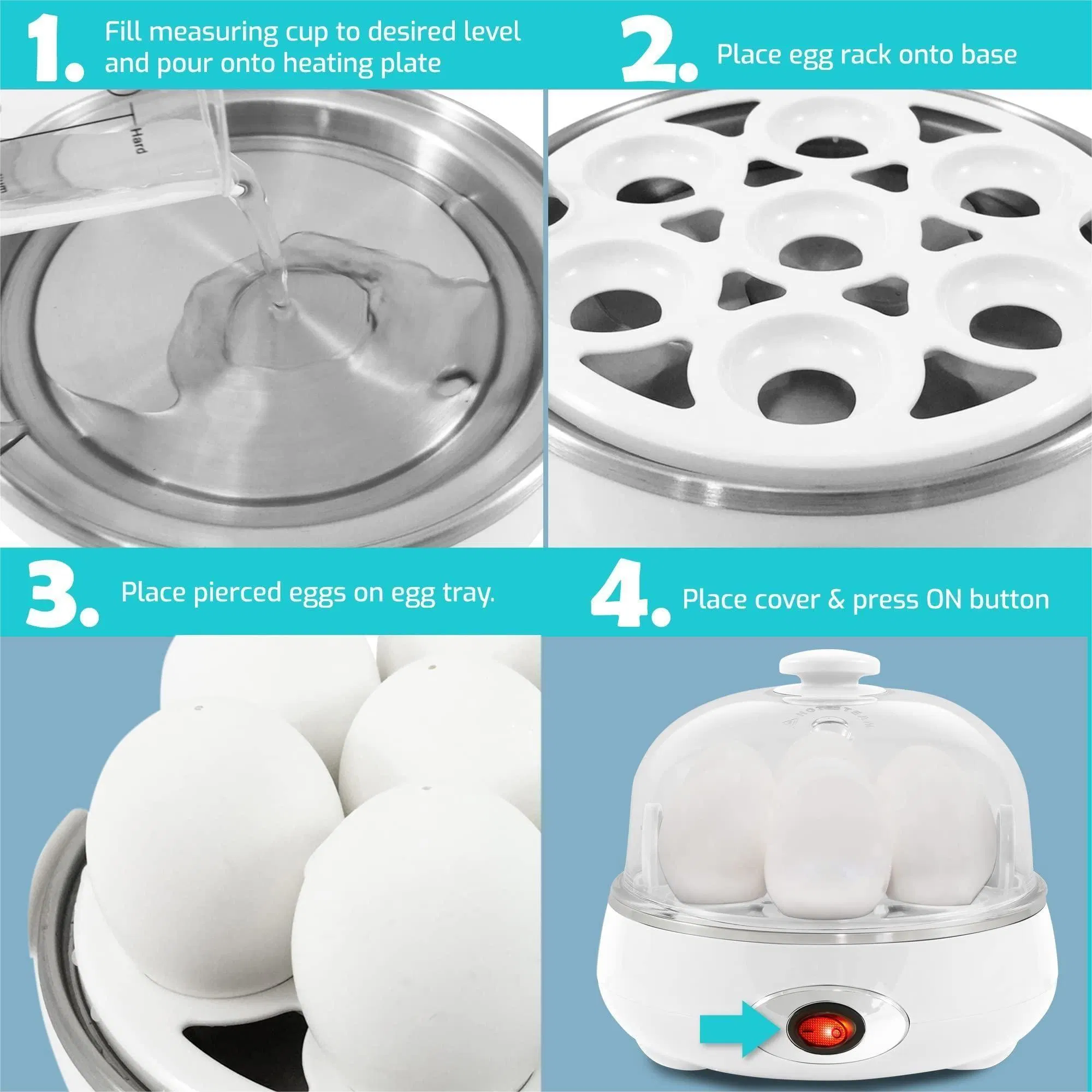 Hot Sale Auto Shut-off Medium Soft Hard-Boiled Easy Cooker Electric Egg Boiler