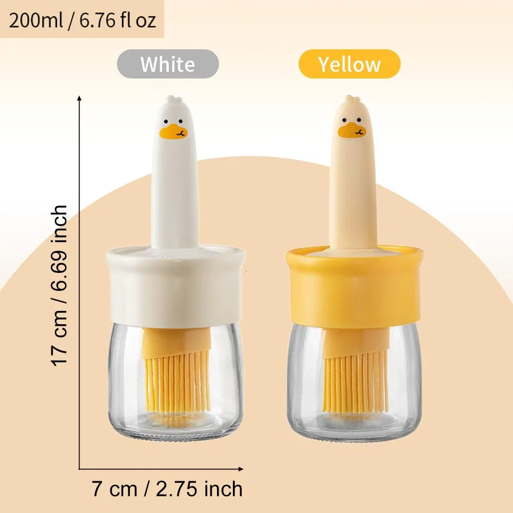 200ml Wide Mouth Oil Jug Olive Oil Bottle Food Grade Glass Oil Bottle with Silicone Brush
