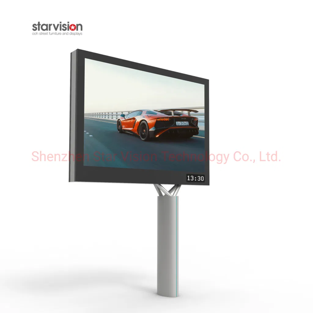 Double Side LED Backlit Outdoor Unipole Billboard Steel Structure Design