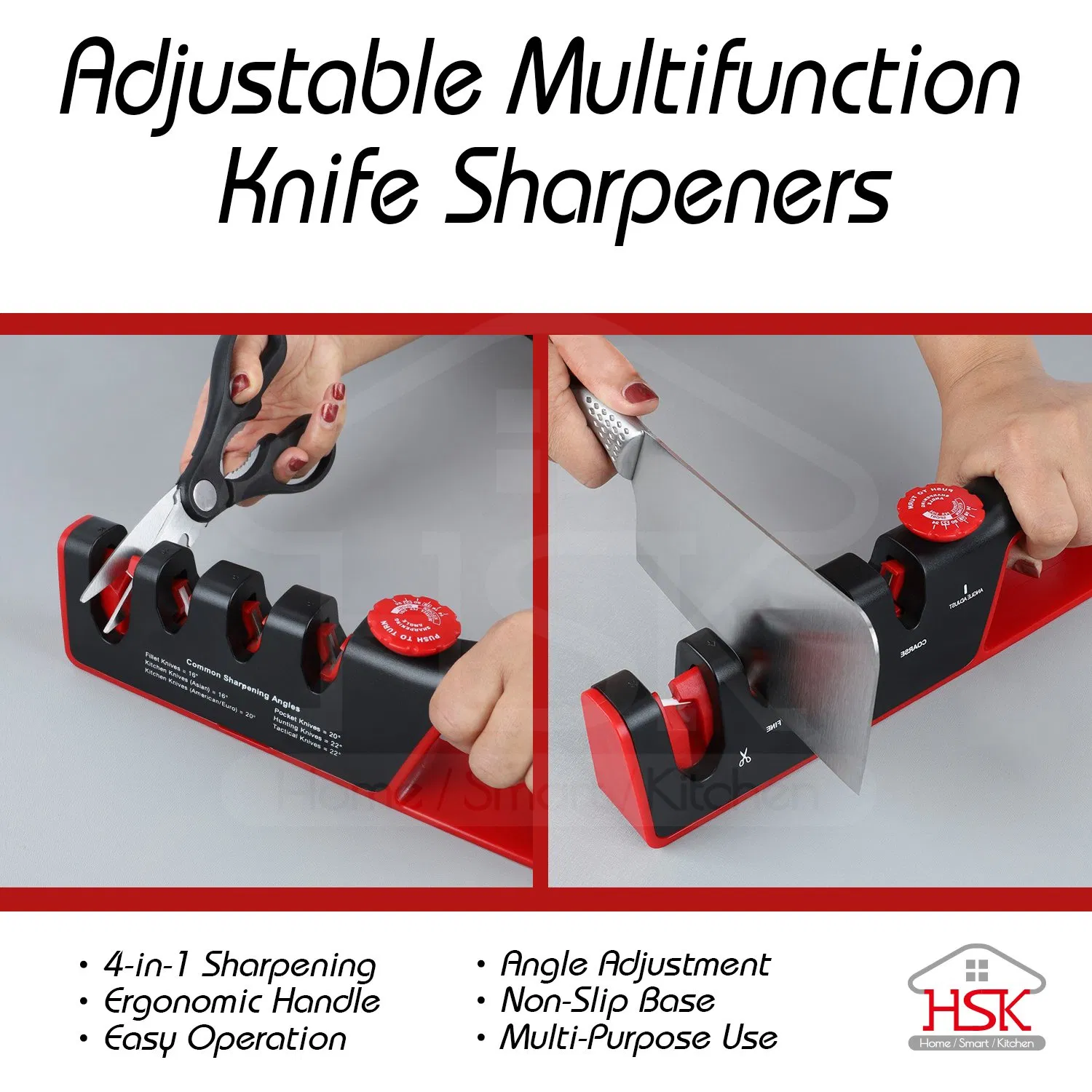 Knife Sharpener with Adjustable Angle Guide