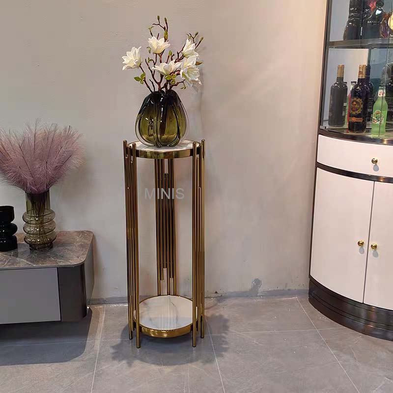 Hotel/Living Room Hallway Decoration Tables Golden Metal Flower Stands