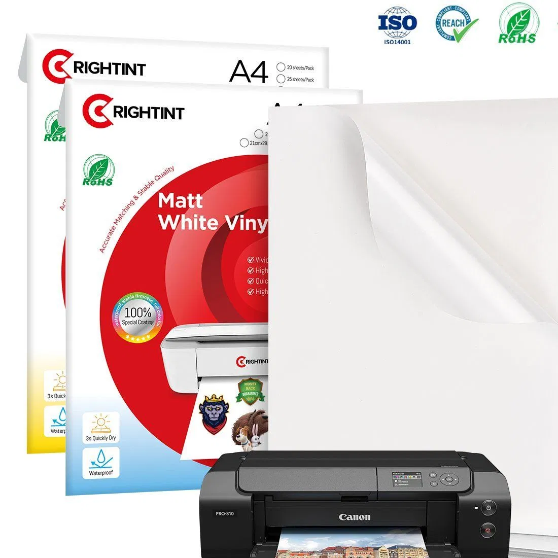 Glassine Sticker Rightint Carton A4, OEM Gloss CT Adhesive Photo Paper