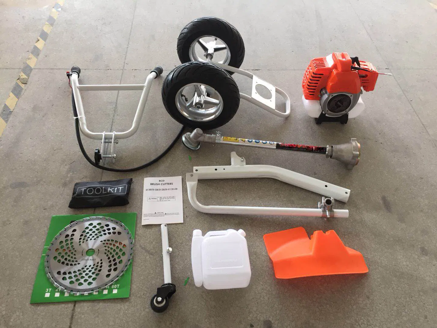2 Wheel High Quality Gasoline Trolley Brushcutter with 52cc Engine