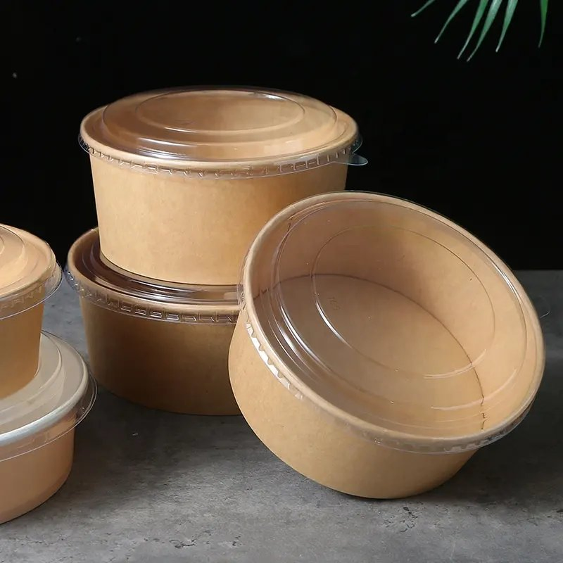 Custom Printed Kraft Packaging Box Kraft Paper Salad Bowl
