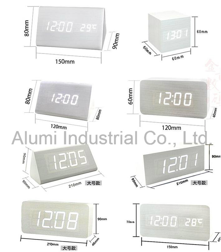 LED Wood Clock Vintage Table Wooden Alarm Clock MDF Clock