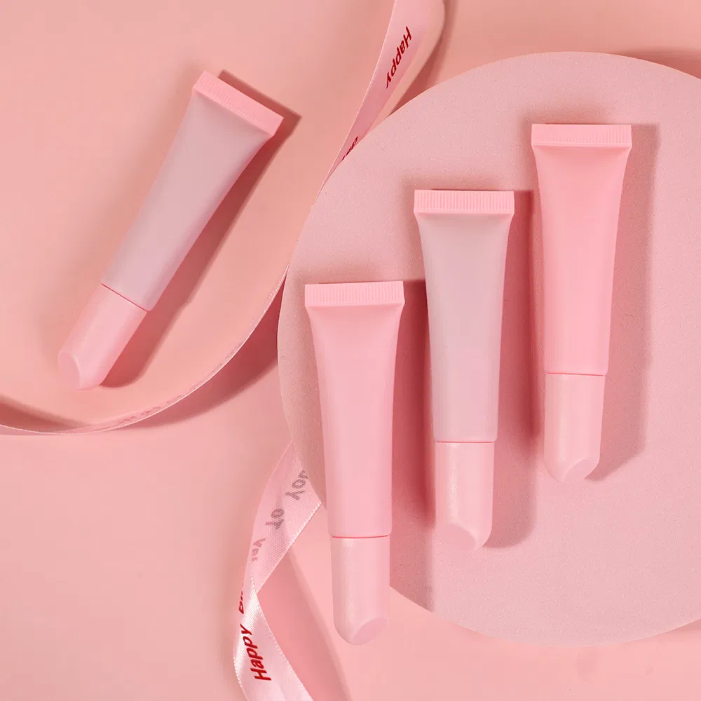 OEM Logo Pink Tube Organic Peptide Lip Oil Moisture Fruit Strawberry Lip Gloss Oil