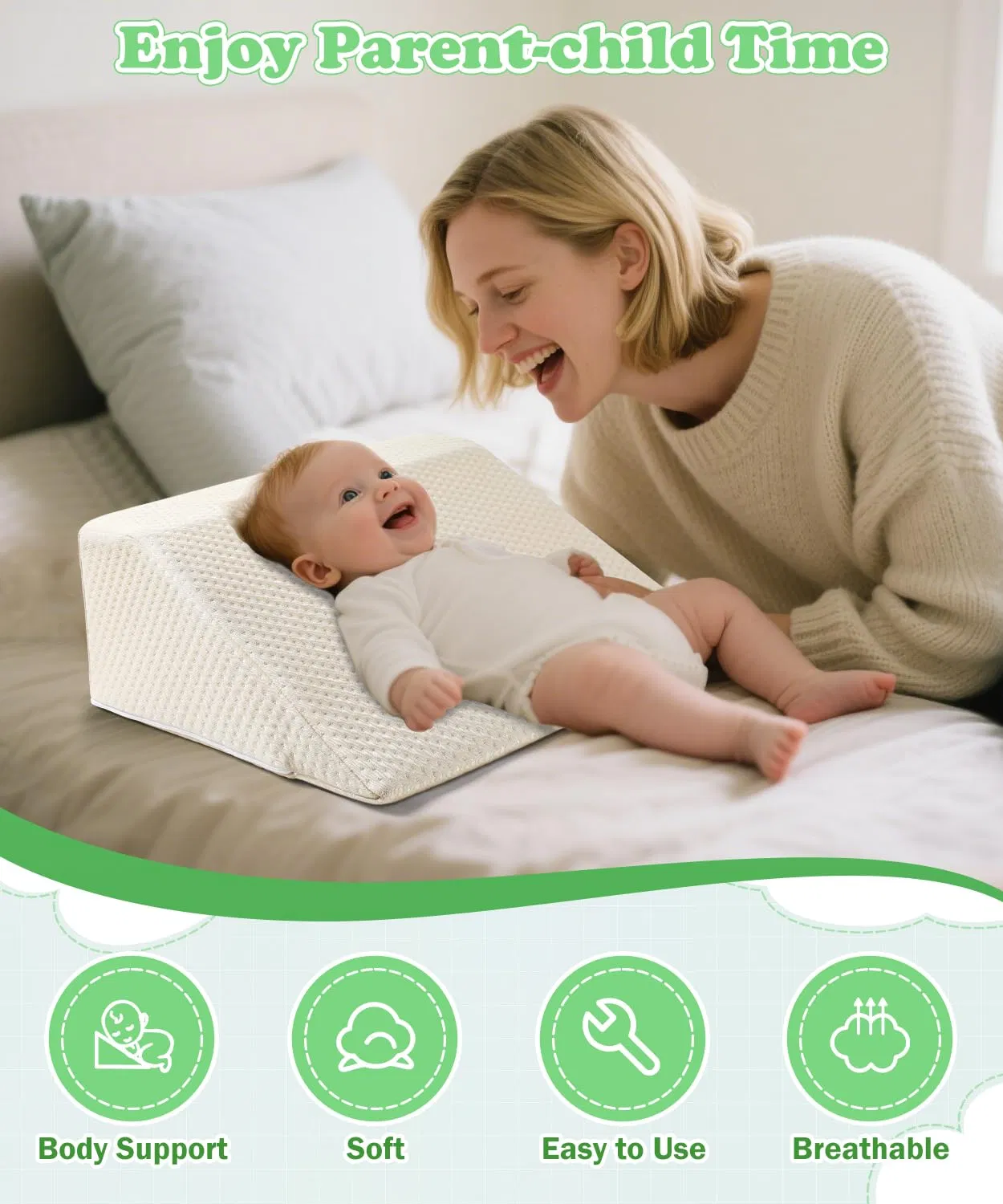 Tenderplayful OEM/ODM Baby Reflux Pillow Foam Feeding Nursing Pillow with Removable Cover