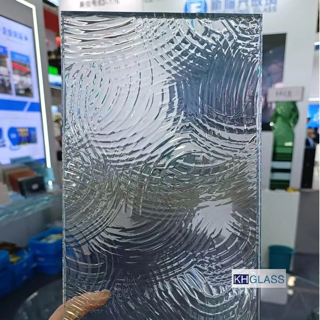Custom Design Clear Transparent Square Lines Texture Reed Fused Cast Glass for Railing Fence