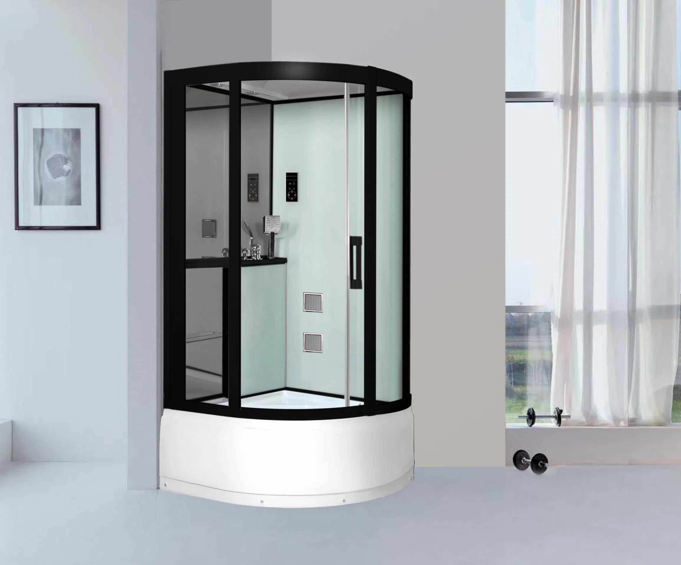 Middle ABS Tray Simple White Siliding Tempered Glass Steam Shower Room Cabin Enclosure