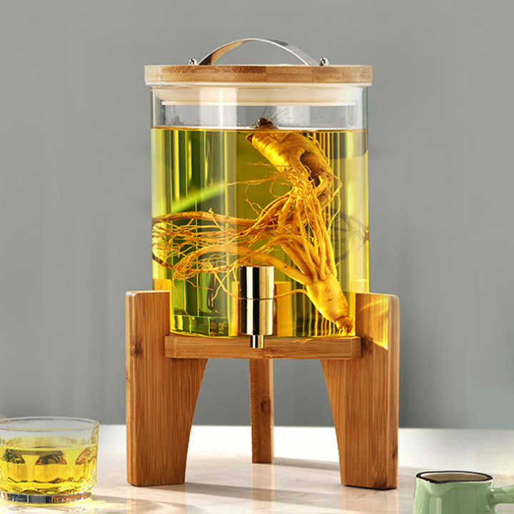 Large Glass Wine Making Jar High Borosilicate Glass Brewing Wine Barrel Household Beverage Dispenser Fermentation Container