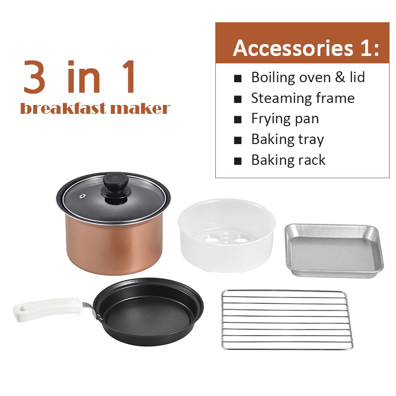 3 in 1 Electric Breakfast Maker Mini Frying Pan Ovens Kitchen Maker