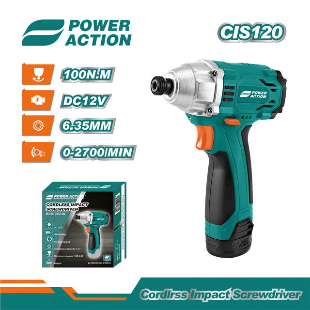DC12V Power Action Electric Li-ion Battery Hand Cordless Drill Impact Screwdriver
