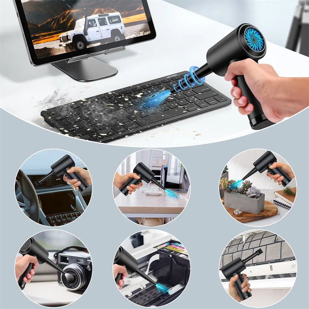 C4915 Portable Turbo Fan Blower Multifunction Car Vacuum Cleaner Rechargeable Air Duster with 3 Brushes 6000 mAh Battery 51000 Rpm Online Shopping