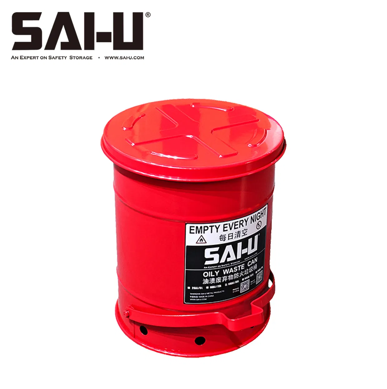 Металлическая педальная урна для масляных отходов Sai-U 10 галлонов