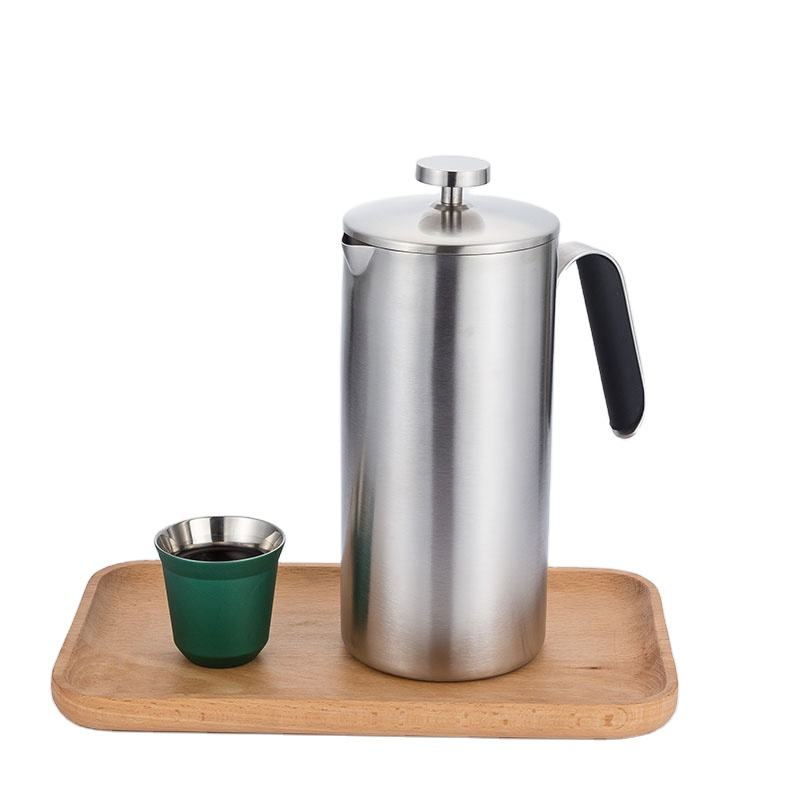 Double Filter Black Prensa Francesa Stainless Steel Cafe Tea Maker