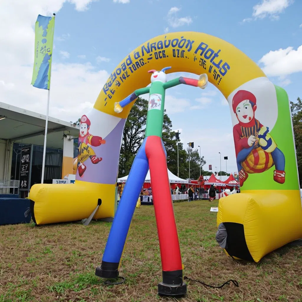 Wholesale Custom Promotion Inflatable New Attractive 2 Legged Funny Tall Man Inflatable Wave Man  for Advertising