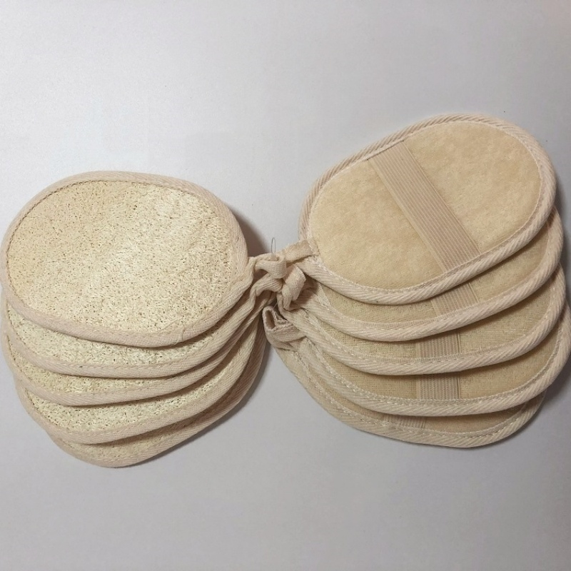 C004 10*14.5cm Eco-Friendly Exfoliating Loofah Pad Luffa Bath Sponge Pads with String