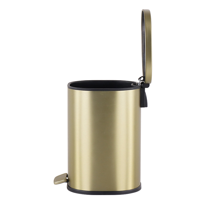 5L Golden Pedal Bin Soft Close Dust Bin Rectangular Shape Waste Bins for Bathroom Kitchen Office
