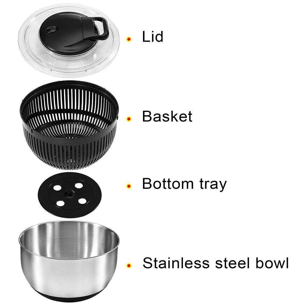 High Quality Stainless Steel Quick Dry Design Manual Salad Spinner