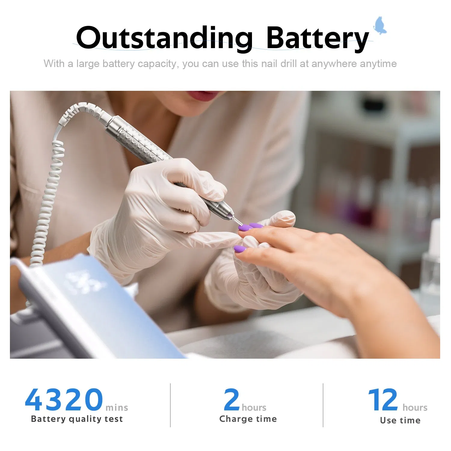 Factory Price Nail Equipment 35000rpm Rechargeable 60W Professional Brushless Nail Drill for Nail Salon