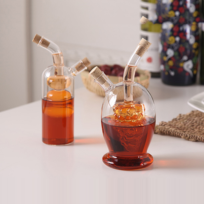 100ml 200ml 300ml 400ml Clear Bottles Glass Bottle for Oil and Vinegar with Silicone Wooden Caps