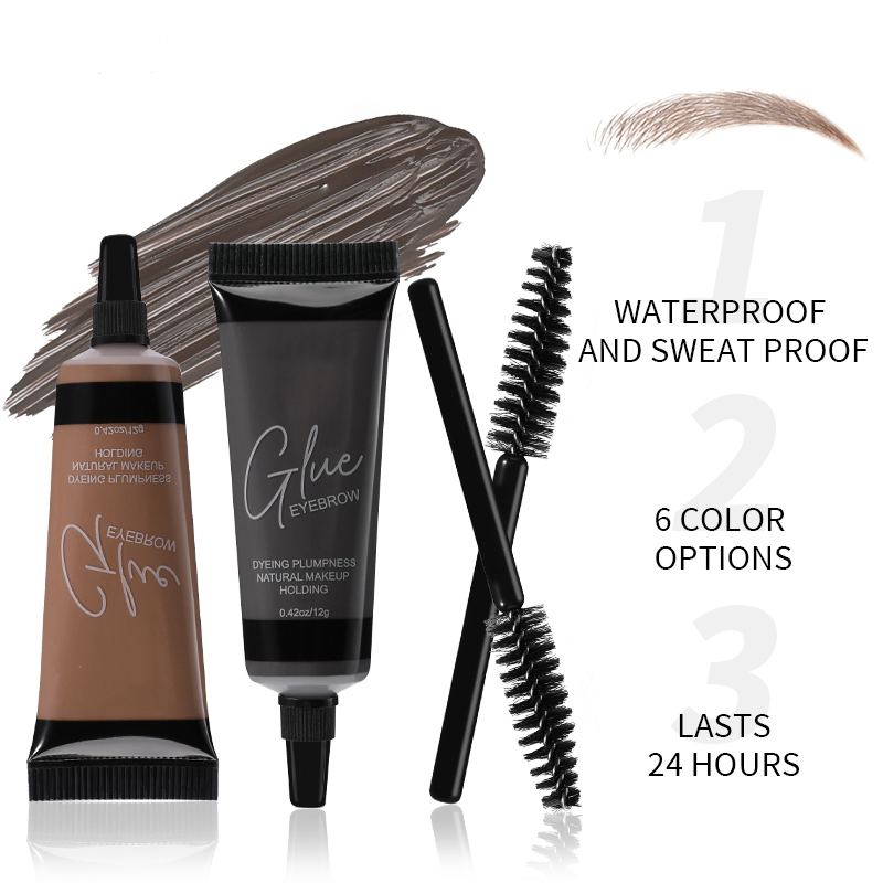 6 Colors Waterproof Sweat Proof Eyebrow Mascara with Natural Look Effect for Ladies