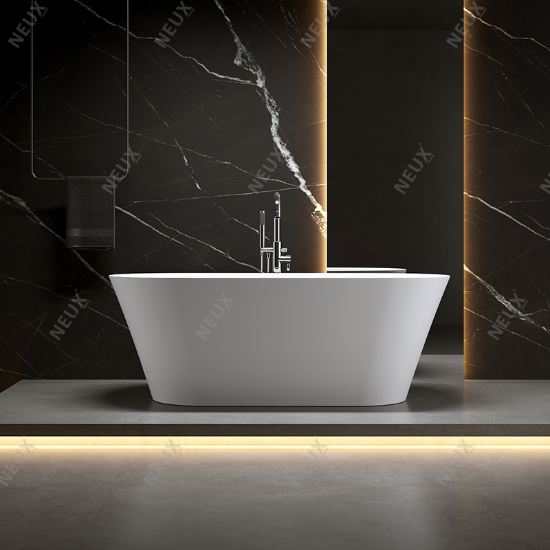 Modern Hotel Luxury Soaking White Freestanding Tub Acrylic Stand-Alone Bathtub