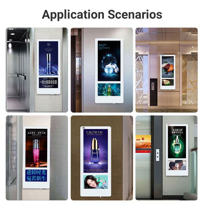 Smart Split Screen Elevator 18.5 10.1 Inch Drill-Free Digital Signage Android 11 Commercial Display