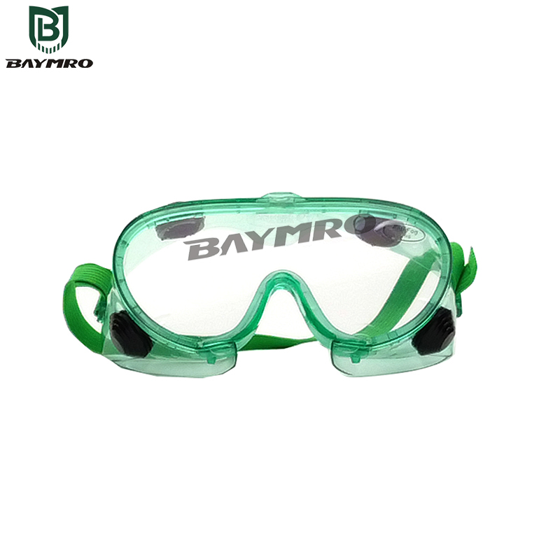 PPE Supplier PC Lens Green Frame Anti Fog Splash Chemical Safety Goggles En166