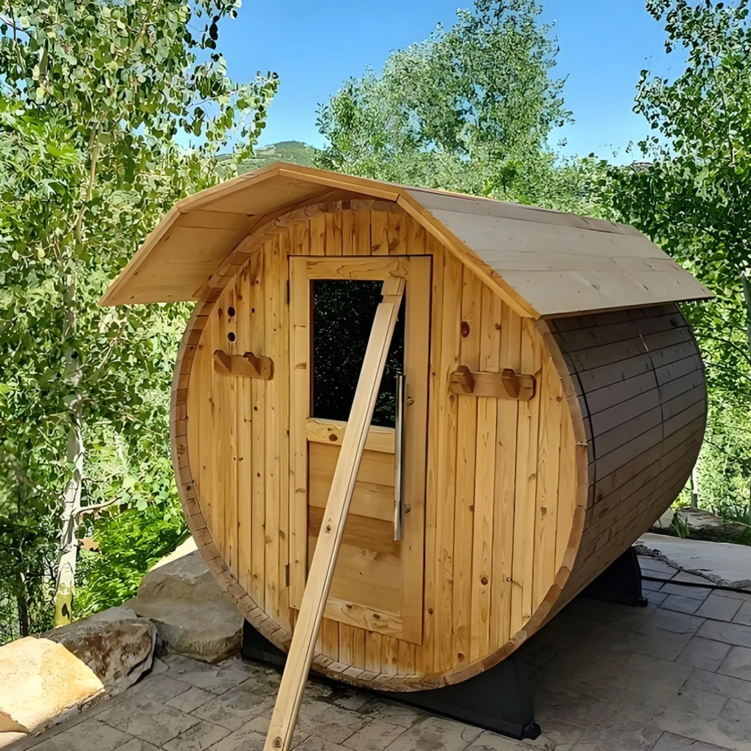 Бочка-сауна из красного кедра Boda с печью