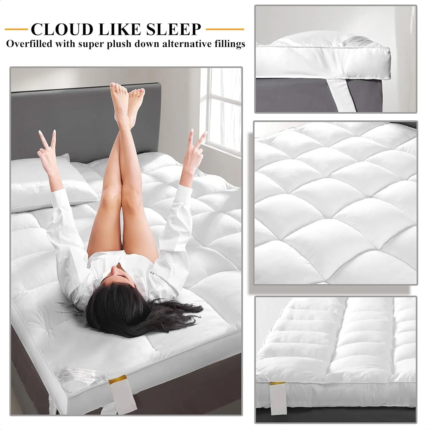 Cooling Mattress Topper Extra Thick Twin Mattress Topper for College Dorm