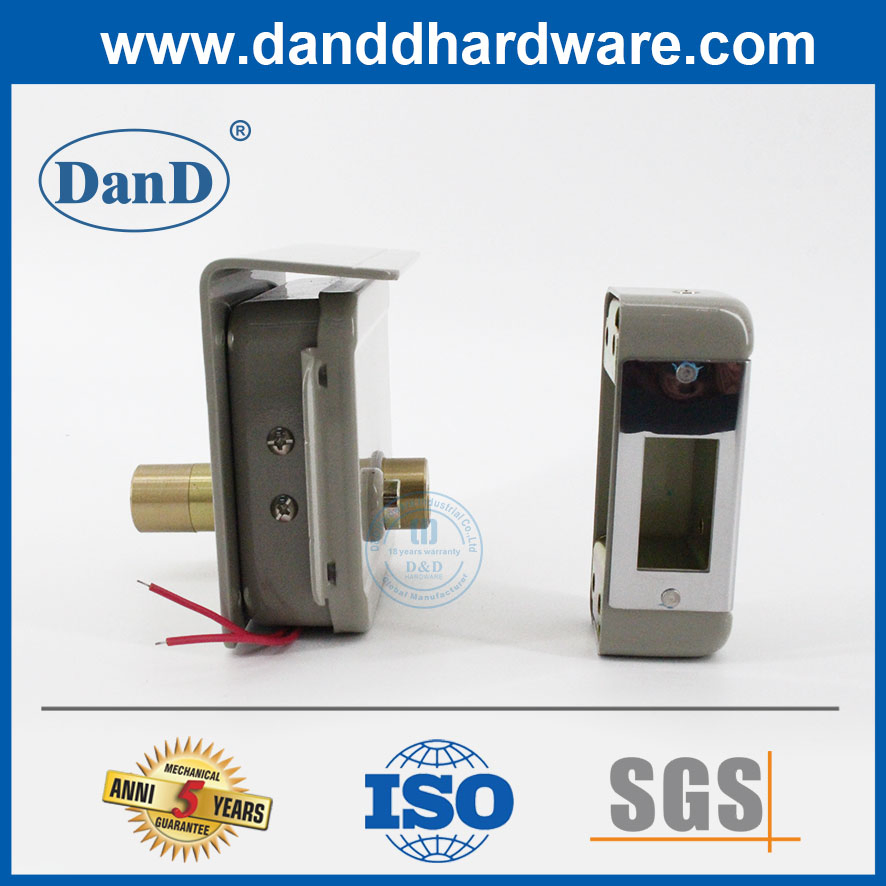 Security Brass Rim Cylinder Electromagnetic Electric Lock Set Hardware Iron Deadlock Safety Steel Gate Lock Surface Mounted Long Throw Rim Door Locks with Keys