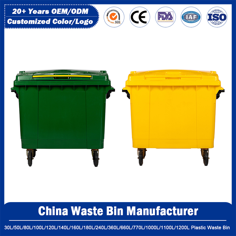 30L/50L/80L/100L/120L/140L160L/180L/240L/360L/400/660L/770L/1000L/1100L/1200L Weather Resistant Plastic Waste/Garbage/Dust/Trash Bin with Wheels for Outdoor Use