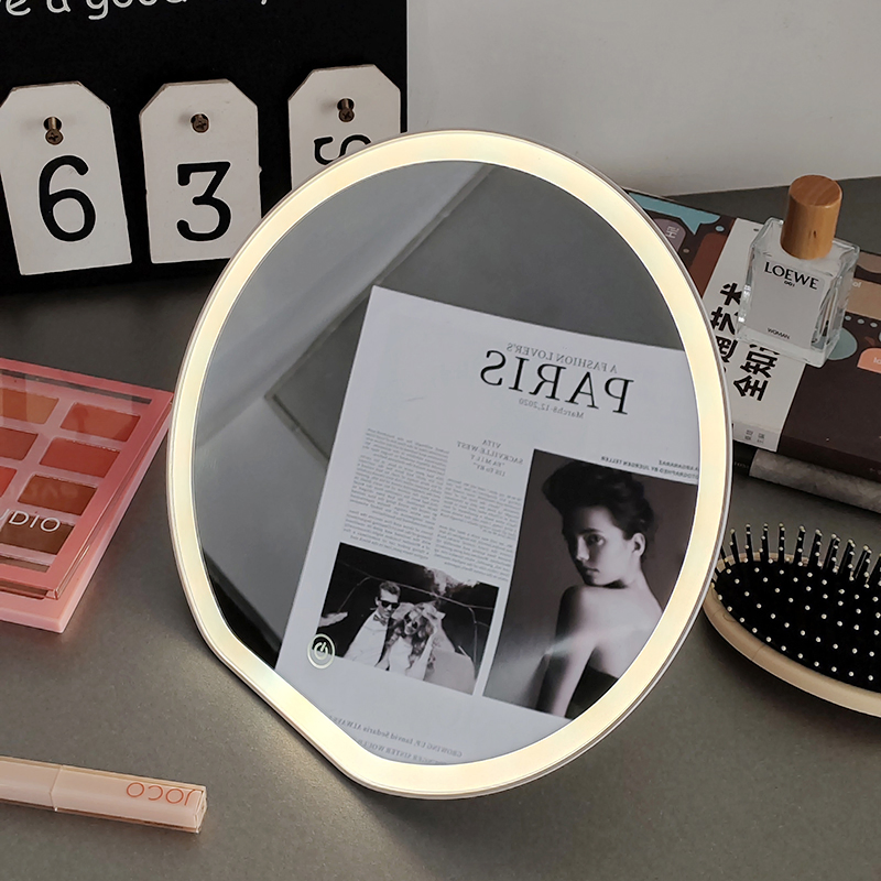 Portable Foldable Desktop Round LED Mini Makeup Mirror