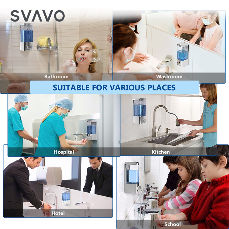 Настенный дозатор для шампуня и геля для душа Svavo