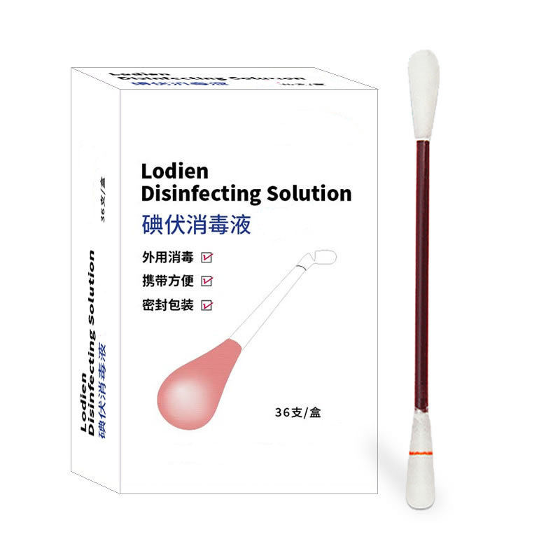 Iodophor Liquid Filled Cotton Stick Disposable Cleaning Swab Buds