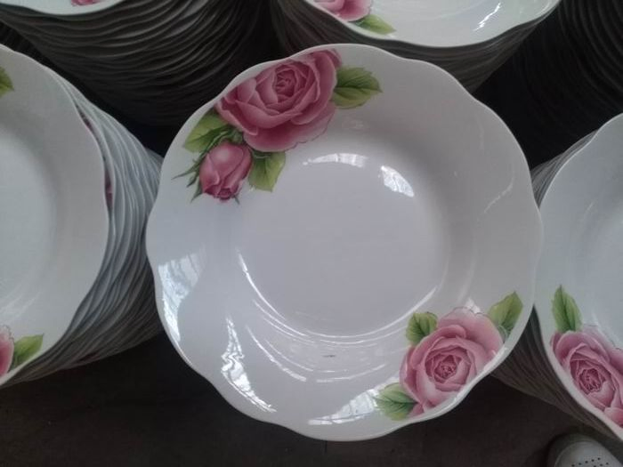 8"Soup Plate Cut Edge Cheap Flower Decal Porcelainware Ceramics Tableware