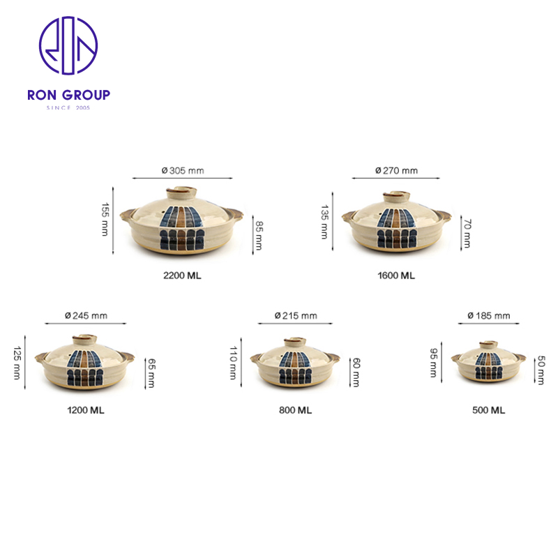 Japanese Style Restaurant Food Grade Clay Cooking Pot Ceramic Casserole Terracotta Pot