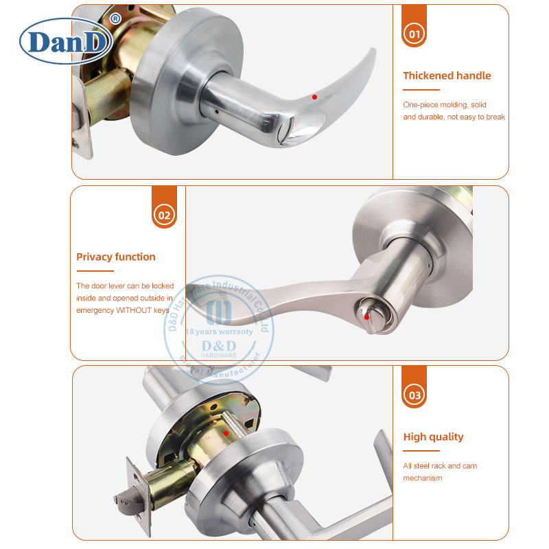Exterior Metal Hardware Zinc Alloy Deadbolt Lockset Stainless Steel Security Brass Double Cylinder Keys Tubular Square Cylindrical Lever Knob Handle Door Lock
