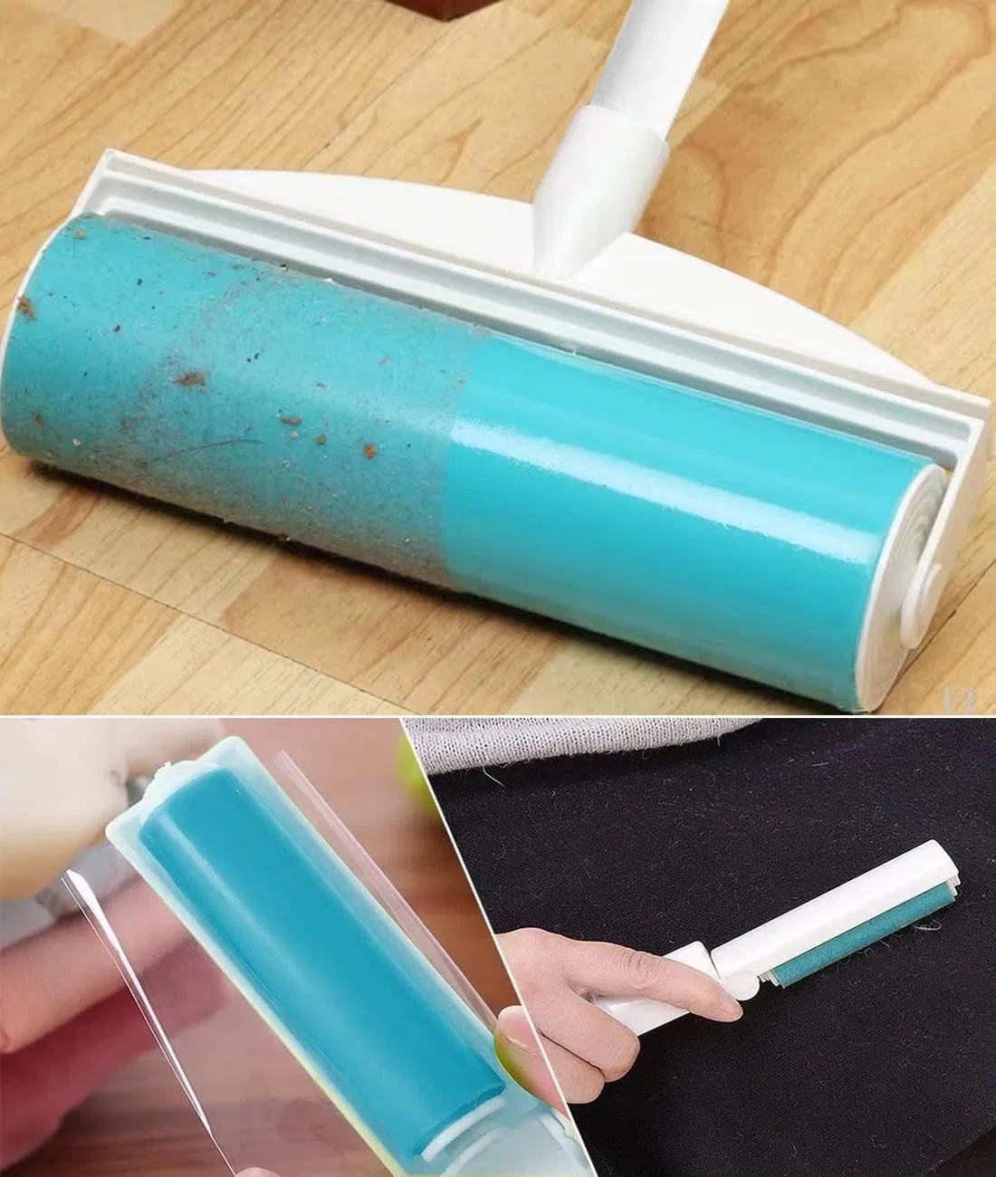 Reusable Manual Gel Sticky Picker Washable Pet Hair Lint Roller Pet Hair Remover with 3-Foot Extendable Handle for Home Cleaning Floor Couch Carpet Dusty Remova