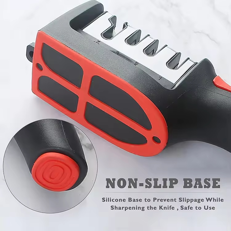 New 4 in 1 Household Knife Sharpener Creative Manual Fast Sharpening Knife Scissors Tool Knife Sharpening Equipment Best Portable Stainless Steel Knife Sharpene