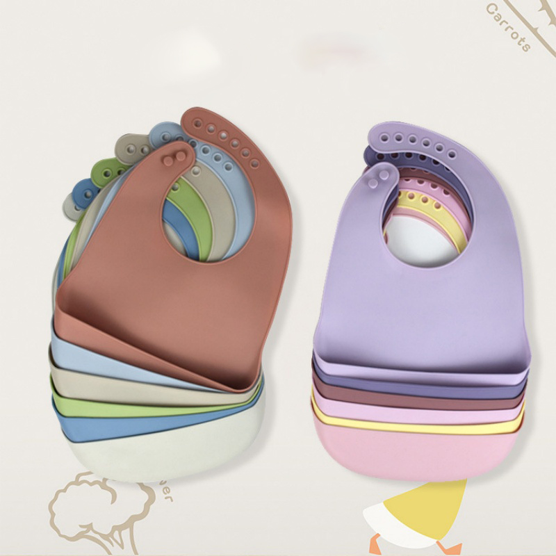 Customzie Logo/Pattern Reusable Waterproof Silicone Feeding Cute Baby Bibs