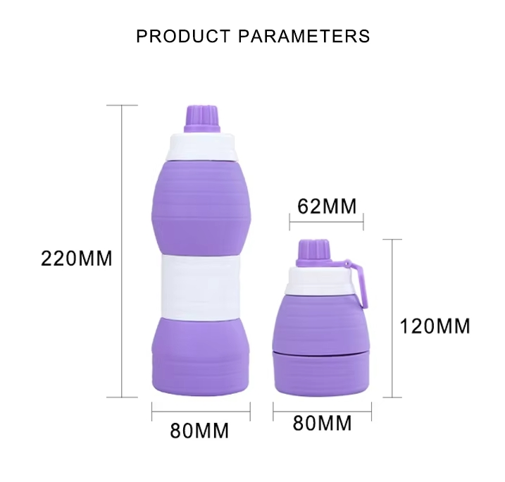 Reusable Foldable Coffee Cup Heat Resistant Silicone Collapsible Water Bottle with Lid