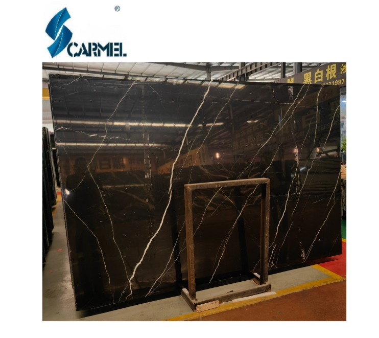 Natural Polished Black Marquina Marble Slab