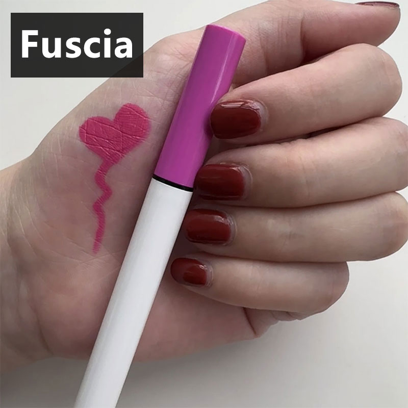 Vegan 2 in 1 Lip Liner Soft Sponge Head Brush Dark Brown Pigmented Liquid Lipstick Waterproof Long Lasting Lip Liner Pen
