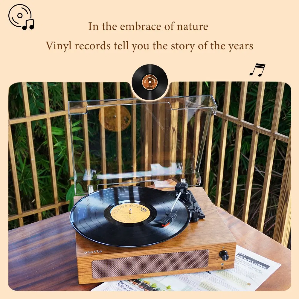 R108A Classic Creative Record Player Speaker Multi Function Built-in Speakers Vinyl Pickup Vinyl Records Player Gramophone