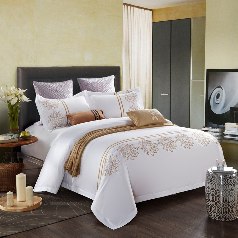 Wholesale Price Custom Size Duvet Cover Bed Sheet White 100% Cotton Luxury Duvets Set Hotel Bed Linen