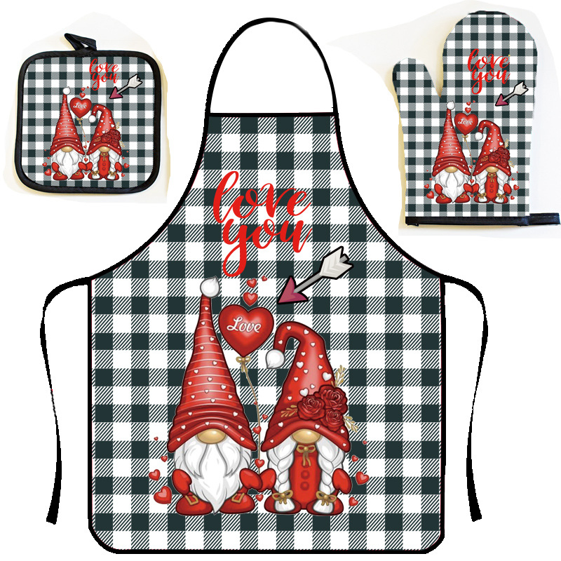 Custom Cute Pink Printing PVC Waterproof Oil-Proof Women Kitchen Cooking Cleaning Apron