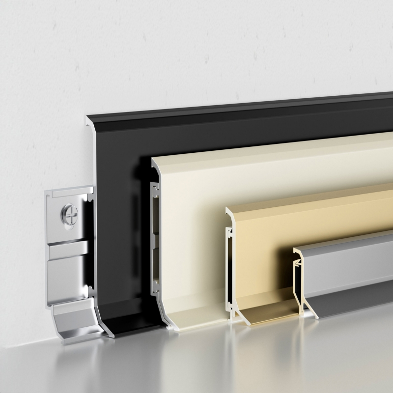 Aluminum Baseboard Skirting Kickboard, Ivory Finishes Available Worldwide, Customizable